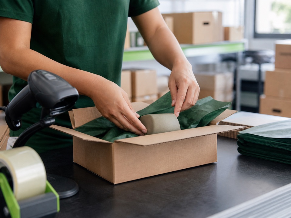 Customer order being carefully packed