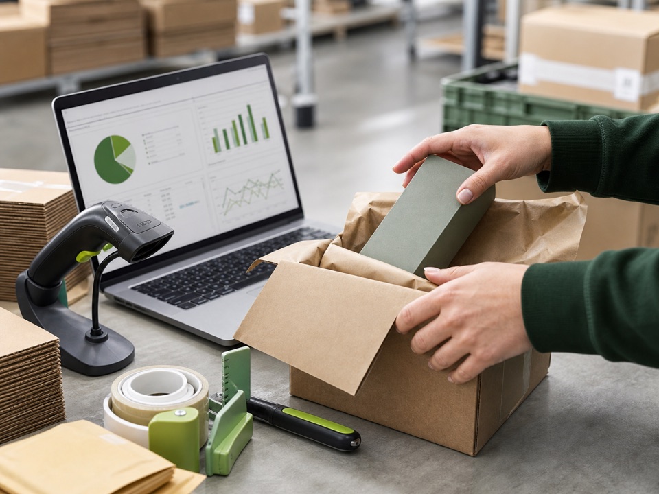 Repacking workstation with inventory reporting